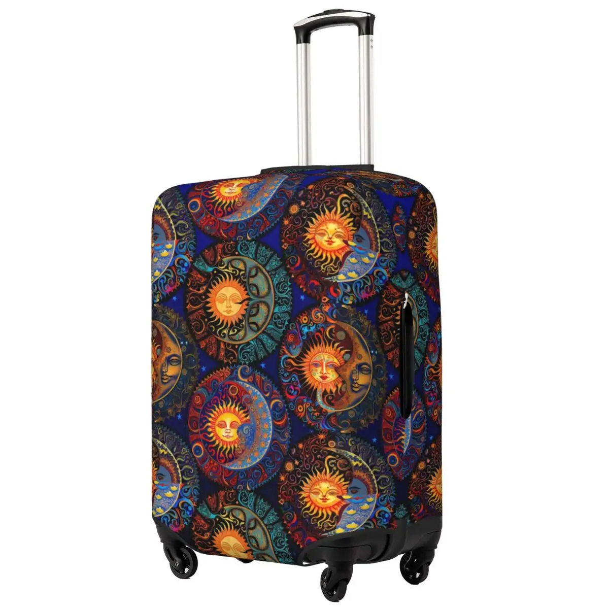 Psychedelic Sun And Moon Suitcase Cover Vacation Cosmic Dream Strectch Luggage Accesories Cruise Trip Protection