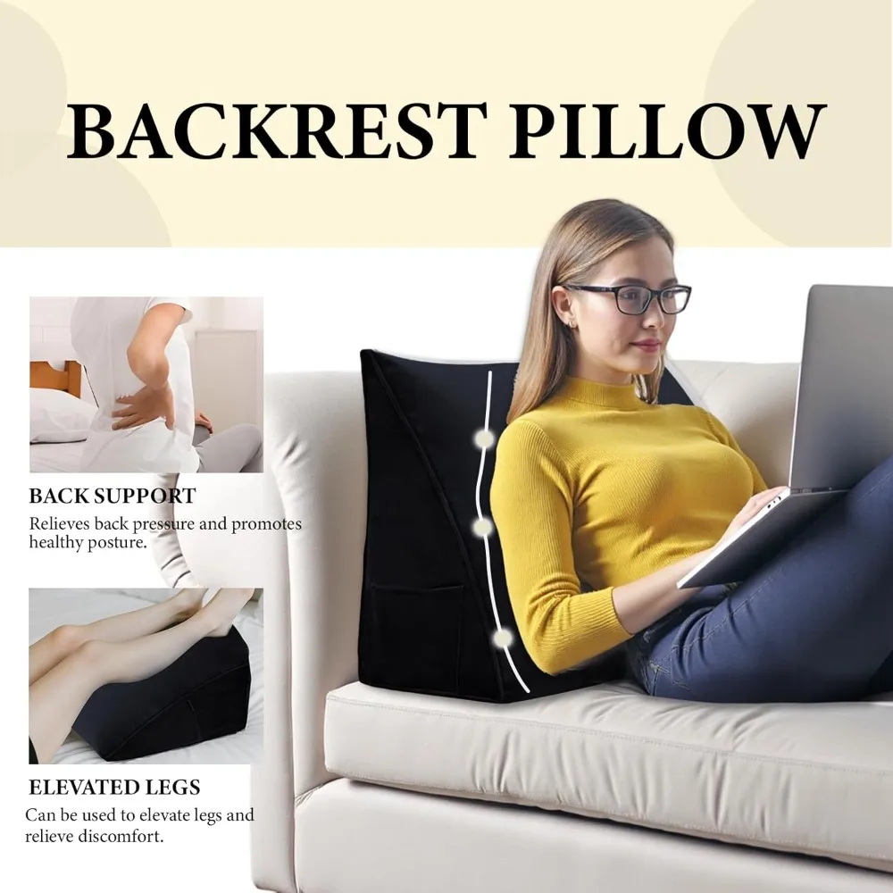 وسادة مثلثة لقراءة السرير ودعم الأريكة