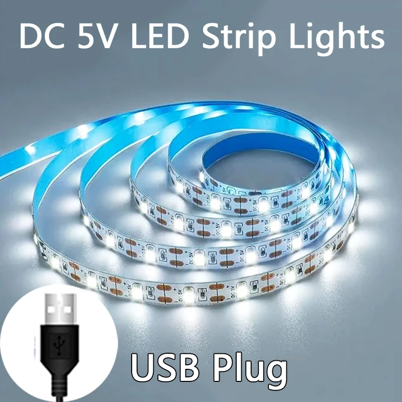 5V USB Led Strip Light SMD 2835 60Leds/m Flexible Ribbon Tape TV Background Lighting 1M 2M 3M 5M LED String Light Room Decor