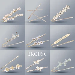New Pearl Rhinestone Hairpins Women Elegant Metal Hair Clip Hair Accessories Girl's Fashion Butterfly Women's Barrettes Hairpin