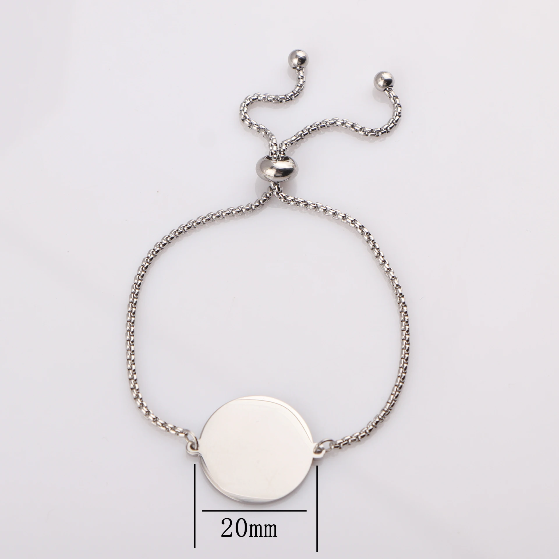 Spiegel Polish Ronde Blanks Tags Bedelarmband Roestvrij Staal Verstelbare Kettingarmband voor Vrouwen Meisjes DIY Sieraden Geschenken