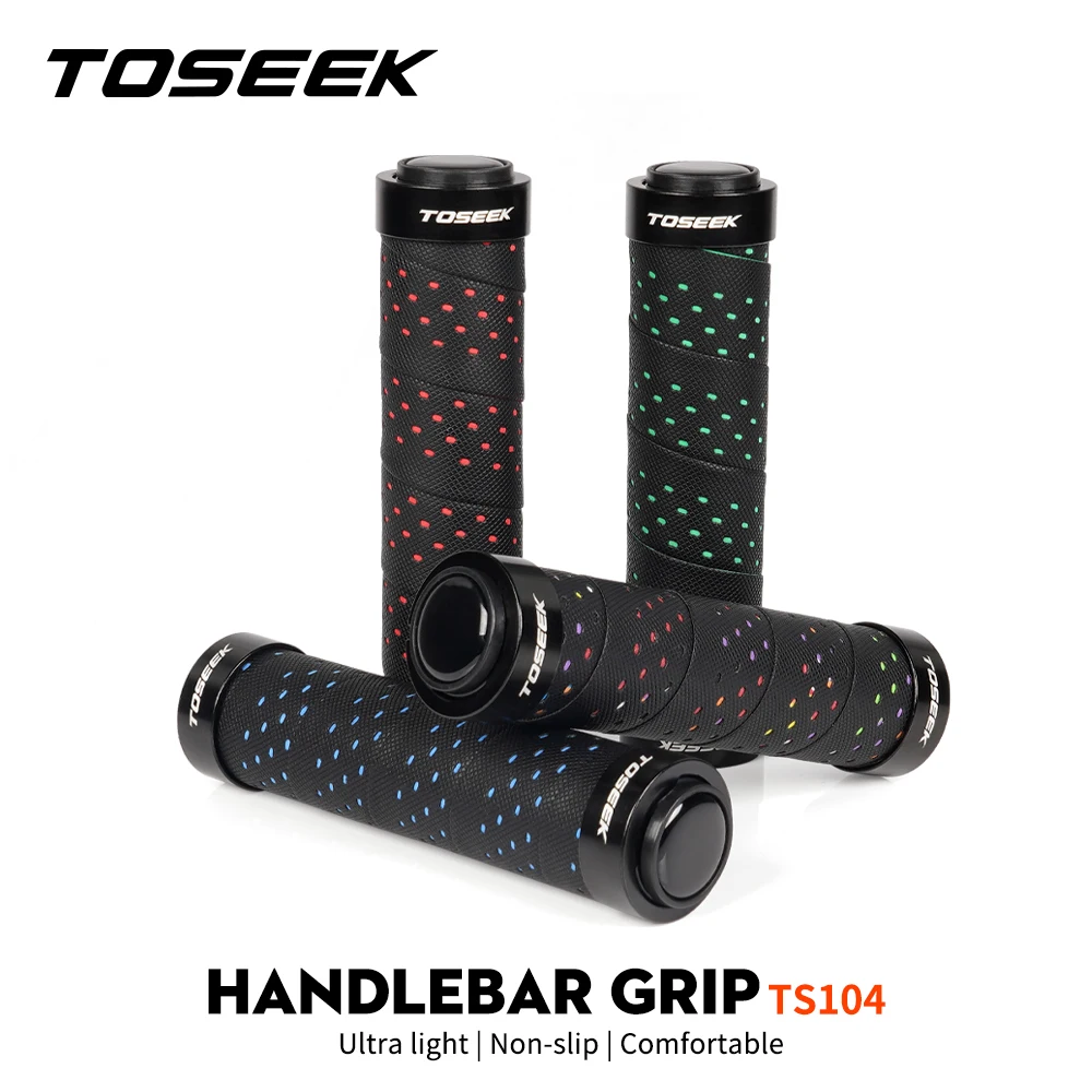 TOSEEK TS104 Bicycle Grips PU Tape Cover Grips Non-slip Aluminum Double Lock Bicycle Handles MTB Cuffs Mountain Bike Grips