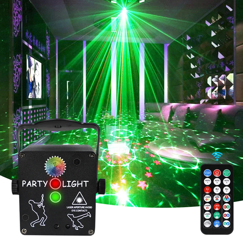 USB 3 in 1 With Remote Party Light Carnival Light RGB Disco Mini Projector For Christmas And Halloween Karaoke KTV DJ Decoration