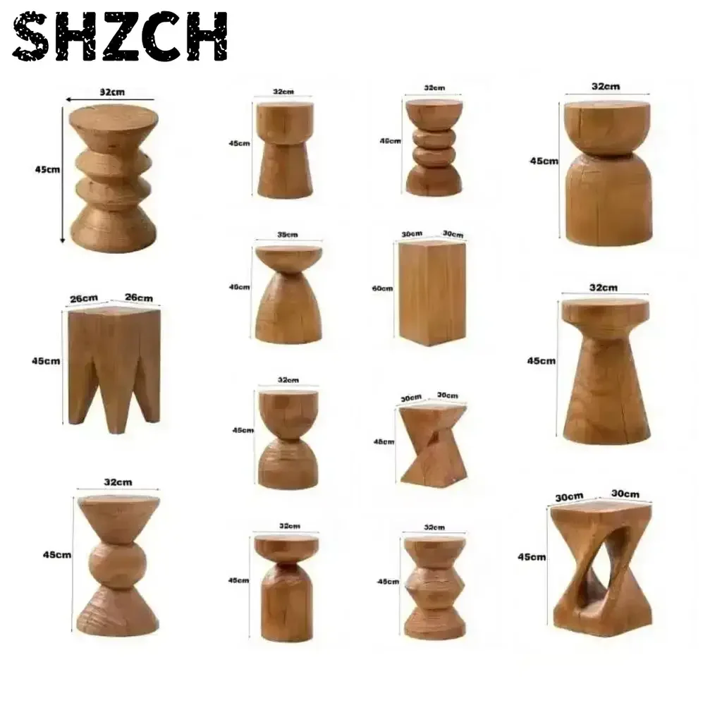 Retro Solid Wood Wooden Pier Tea Side Tables Home Stool Hotel Creative Nordic Ornaments Bedside Table Stump Coffee Tabley