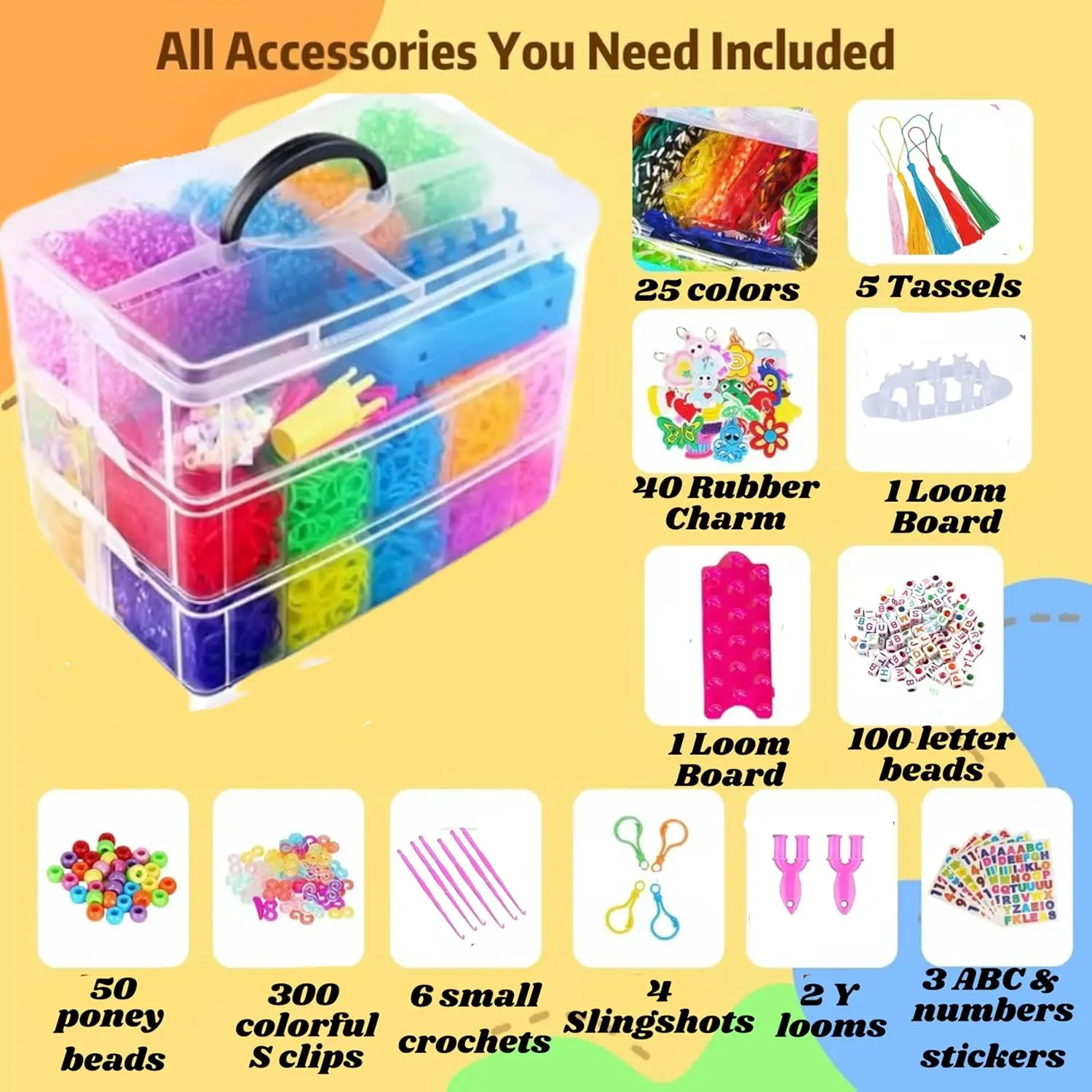 15000+ Rubber Band Bracelet Kit, Loom Bands Vibrant Colours with Storage Box, DIY Friendship Bracelet Making Kit Christmas Gift