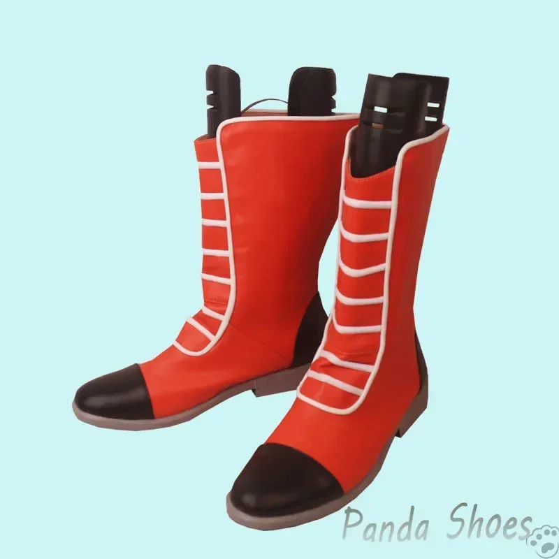 JoJo'sBizarreAdventure Otoishi Akira Scarpe Cosplay Anime Stivali Lunghi Rossi JOJO Costume Cosplay Prop Scarpe per la Festa di Halloween