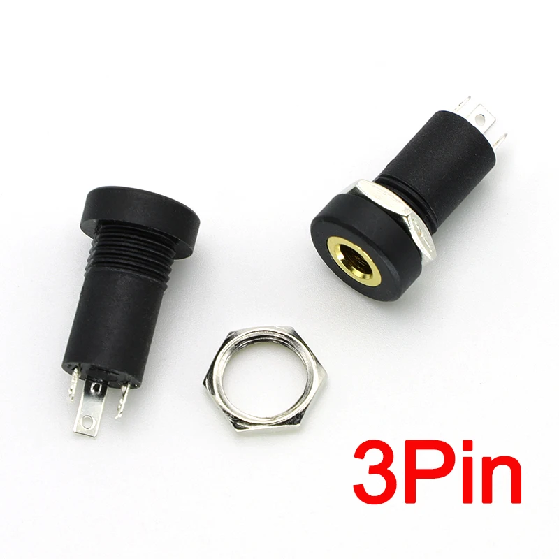 PJ-392A 3/4 Pin 3.5mm Audio Jack Socket 3/4 Pole Stereo Solder Panel Mount 3.5 mm Headphone Female Socket Connector With Nut