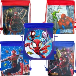 Disney-Homem-Aranha Saco De Cordão De Tecido Não Tecido, Bolsa De Ombro De Compras, Sacos Dobráveis Ecológicos, Tote Dobrável, Bolsa Portátil