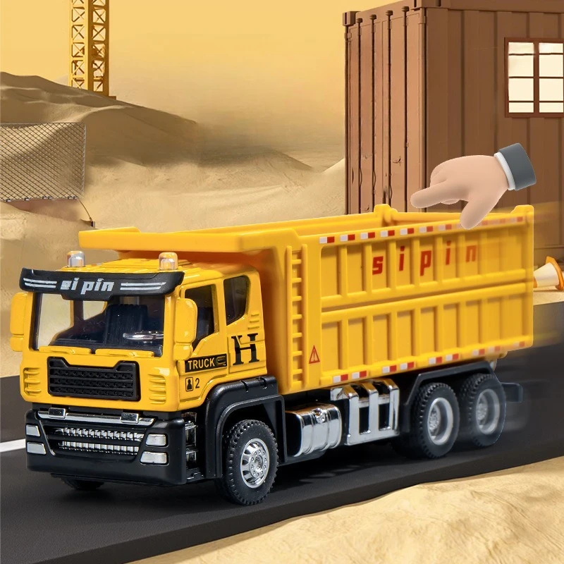 Vehículo de ingeniería fundido a presión, motor de bomberos, excavadora, mezclador, modelo de coche volquete, cabeza de aleación de simulación, juguetes para niños y niños