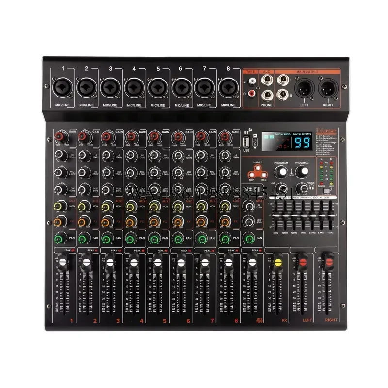 WMWMNU Professional Audio Mixer 8-Channel Dj Controller/audio Console Mixer 2X350W 99DSP Effects Mixer Sound System for Small