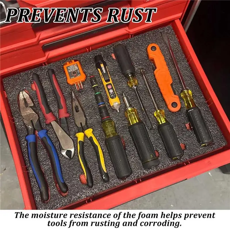 A27F-12Pcs Tool Box Foam,Foam Inserts For Cases,Tool Box Liner Polyethylene Tool Foam Sheets,Storage Tool Shadow