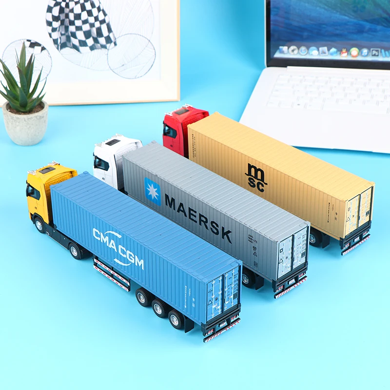 1:36 Diecast Alloy Truck Head Model Toy Container Truck Pull Back With Light Engineering Transport Vehicle Boy Toys For Children