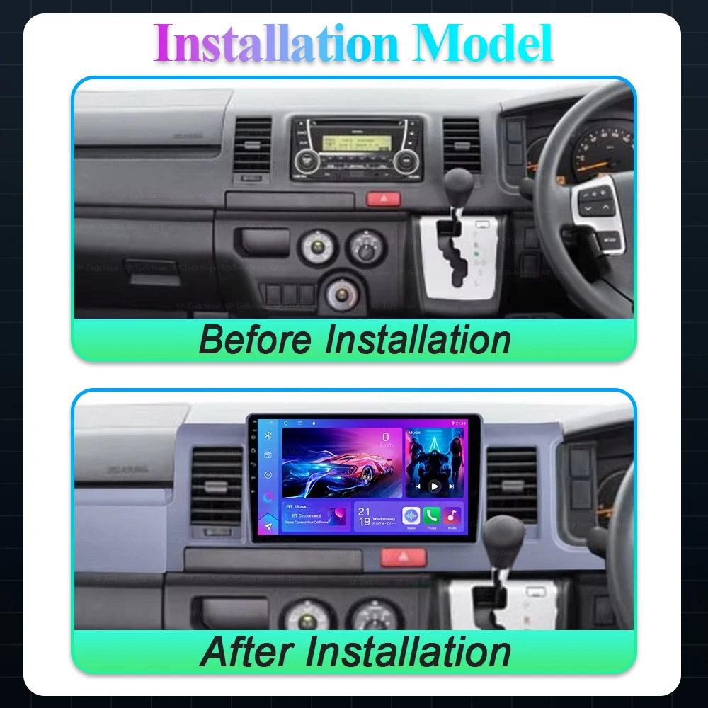 Android 16 For Toyota Hiace H200 2010 2011 2012 2013 2014 2015 2016 2017 2018 Rhd Multimedia Video Player Screen Gps navigation