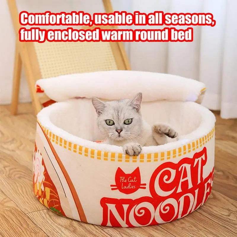 Pet Dog Cat House Kennel Super Large Instant Noodle Warm Dog Cat Nest Beds Cushion Udon Cup Noodle Pet Bed Cozy Nest