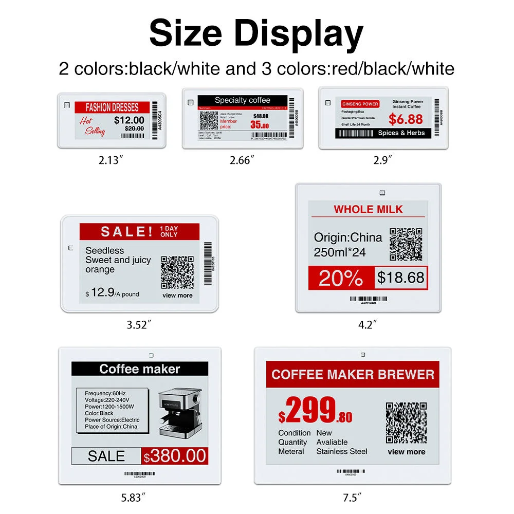 2.9inch Electronic Price Tag E-paper Display Supermarket Electronic Shelf Label Digital Price Tags for Factory Pharmacy