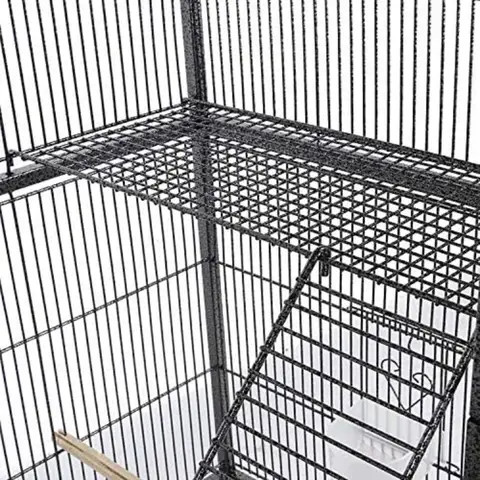 69-Inch Extra Large Wrought Iron 3 Levels Ferret Chinchilla Sugar Glider Squirrel Small Animal Cage with Cross Shelves and Ladd