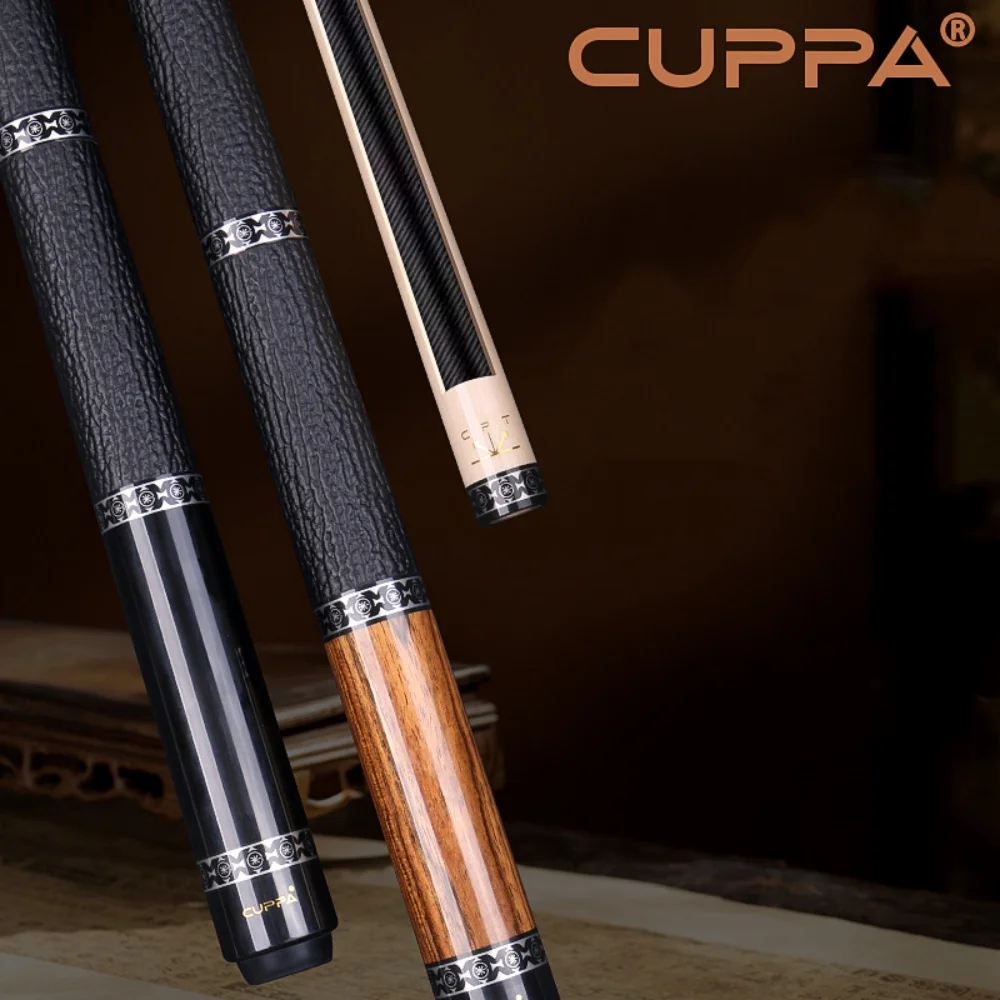 

CUPPA 58" Black / Golden Sandalwood Leather Wrapper Billiard Pool Cue Stick 12.5mm