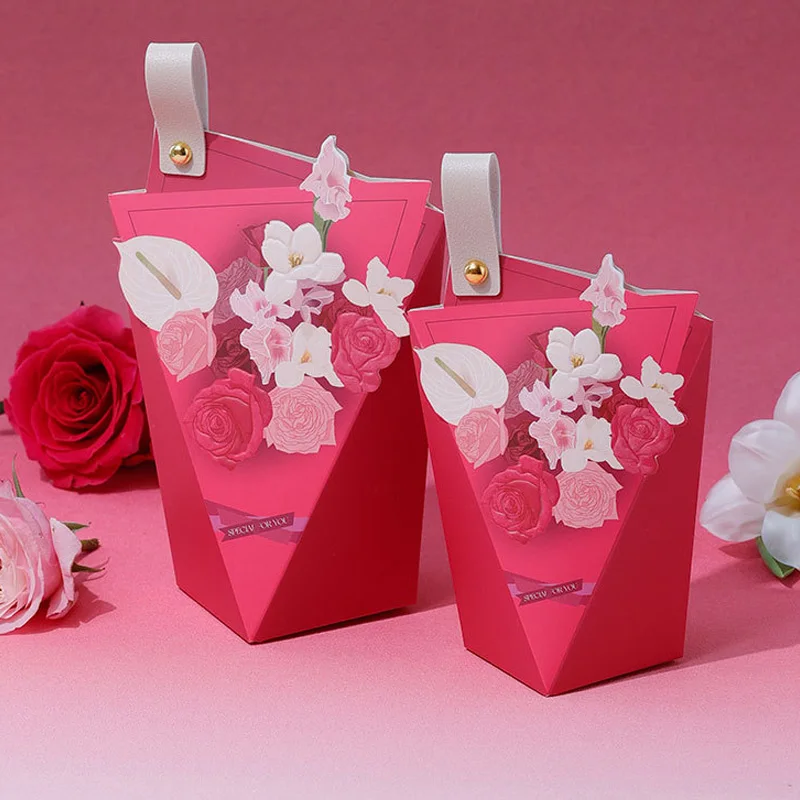 6PCS Creative Flower Gift Box Packaging Wedding Party Gift Chocolate Candy Bag Birthday Party Cosmetic Packaging Baby Shower