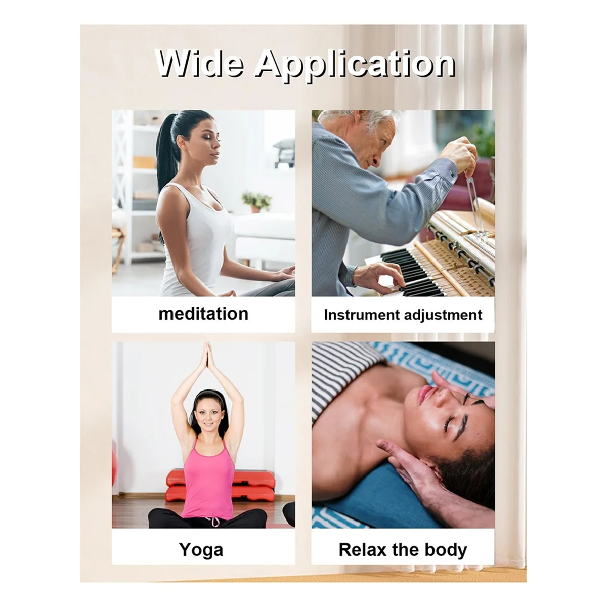 Set diapason in lega di alluminio, diapason 128Hz 256Hz 512Hz 1024Hz per il relax della meditazione yoga sonora