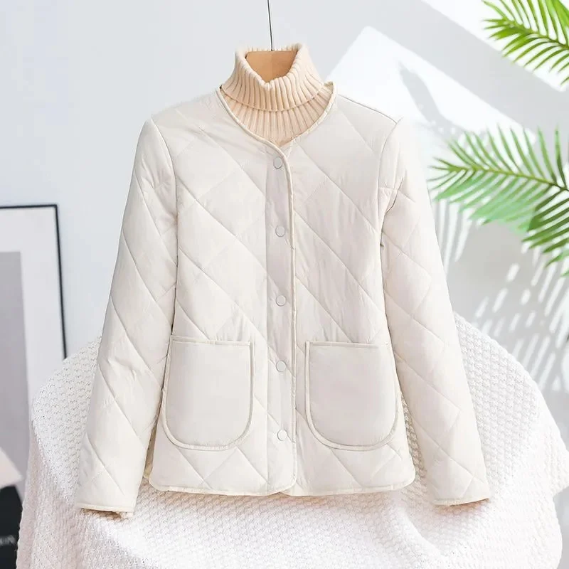 2024 New Autumn Winter Women Short Cropped Down Cotton Jacket Women Puffy Parkas Thin light Liner Warm Coat Female Casual Outwea