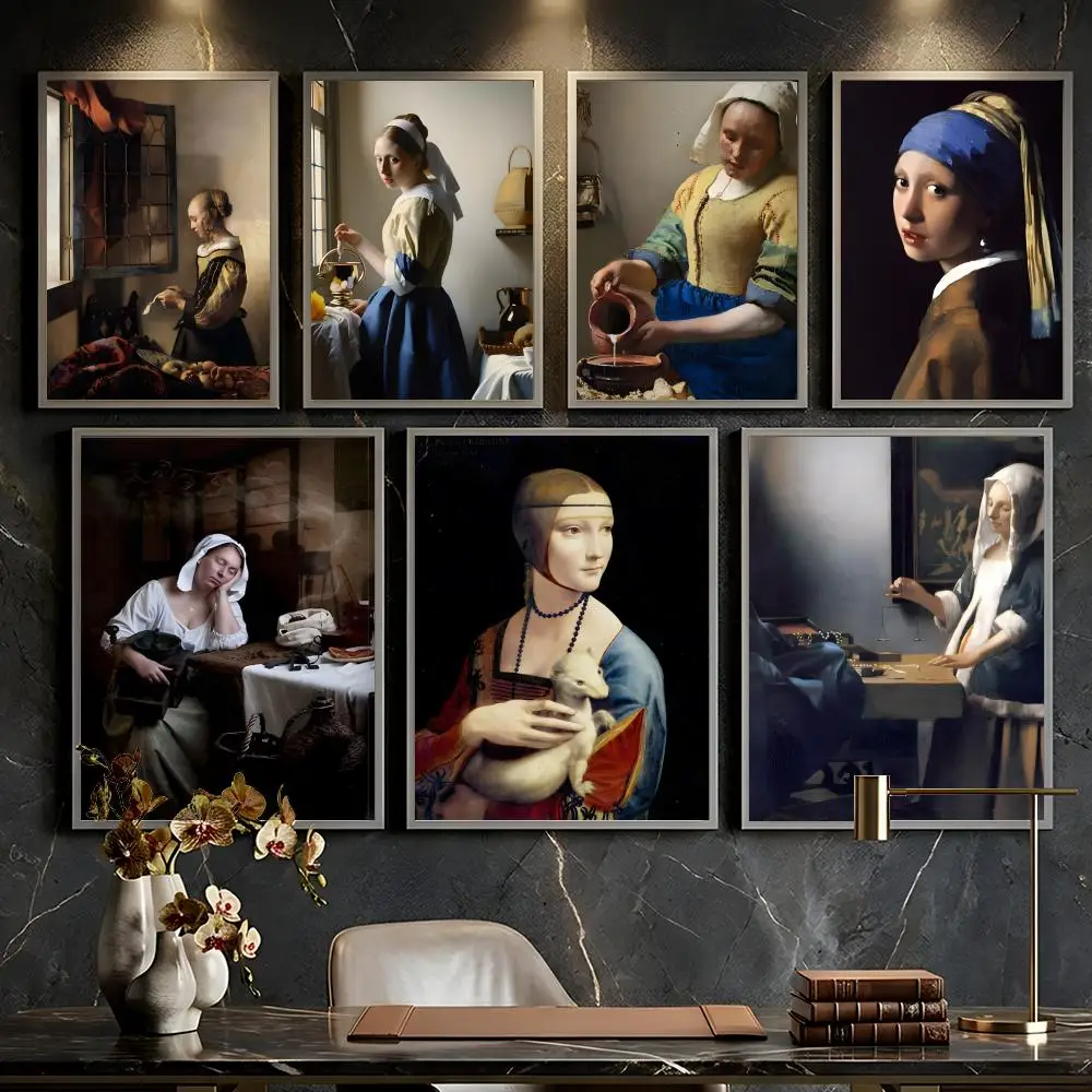Johannes Vermeer Poster --HD-- Self-Adhesive Waterproof High-Toughness Universal Wall Decor