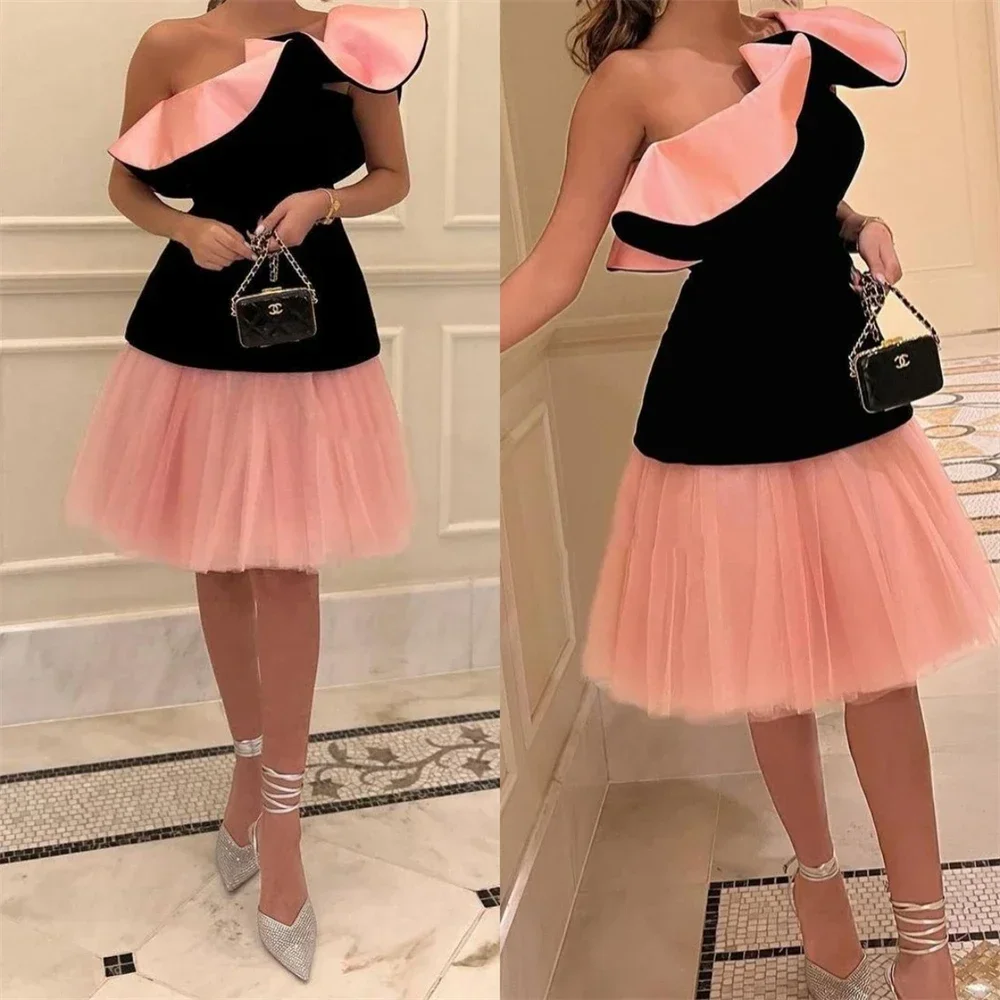 

Customized Prom Dresses Exquisite One-shoulder A-line Homecoming Fold Draped Chiffon Occasion Evening Gown vestido de festa mulh