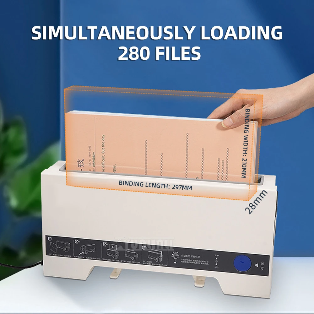 A4 Thermal Binding Machine 220V/110V, Small Hot Melt Glue Binder for Office & Home, for Books, Bids, Contracts, Documents.