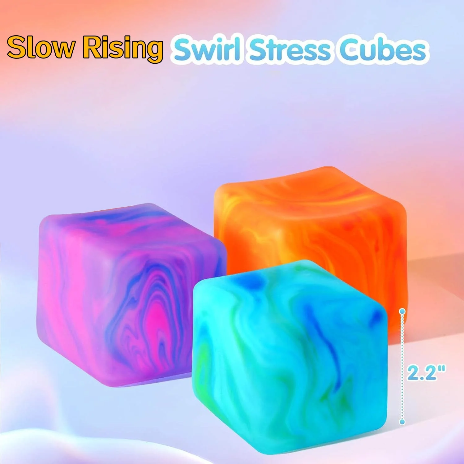 Stress Cube Squishy Toys Fidget Squeeze Square for Kids Adults Malt Sugar Slow Rising Sensory Toy for Anxiety Stress Relief ADHD