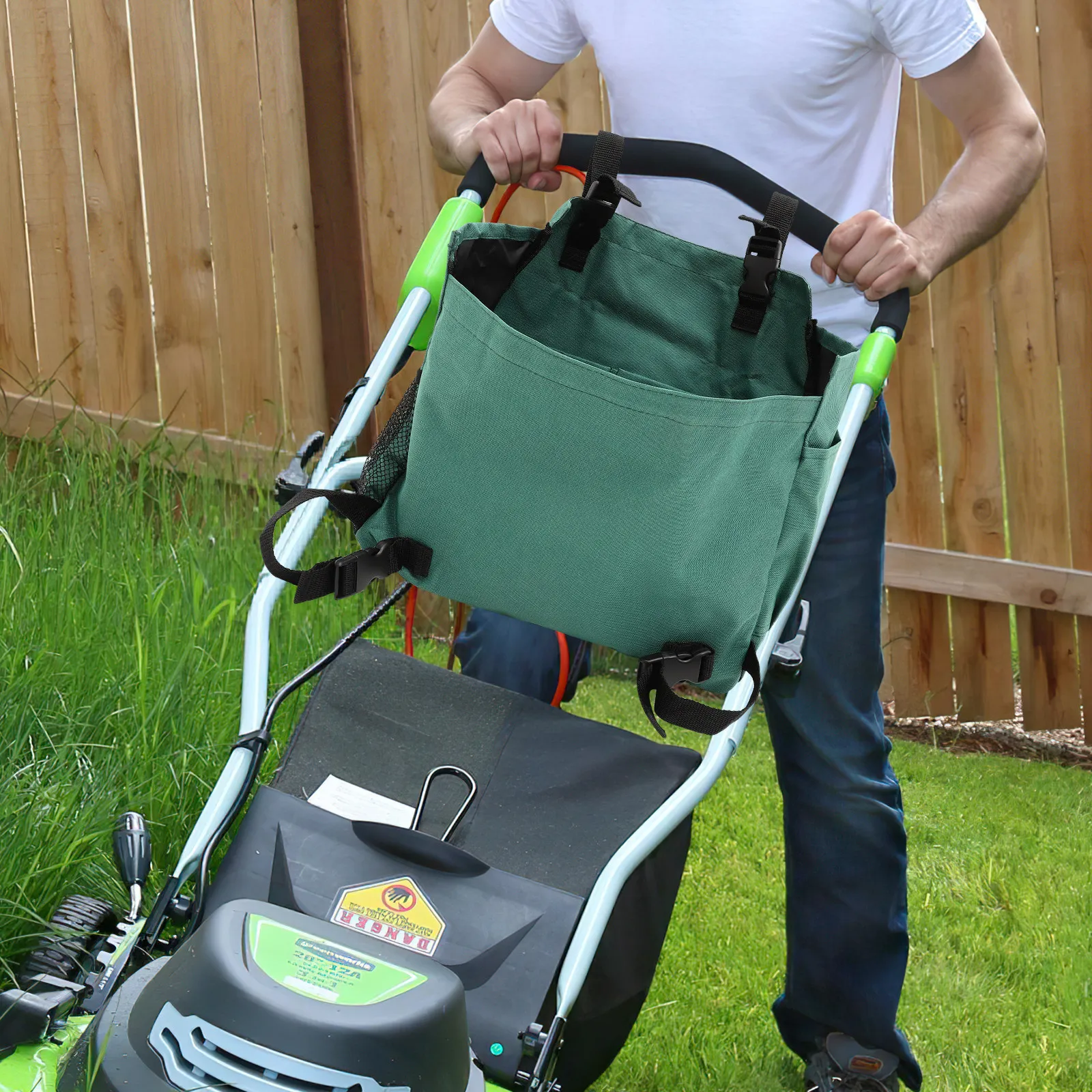 

1Pcs Lawn Mower Hanging Bag Large Capacity Adjustable Oxford Fabric Storage Bag Multi-Function Garden Tool Organizer