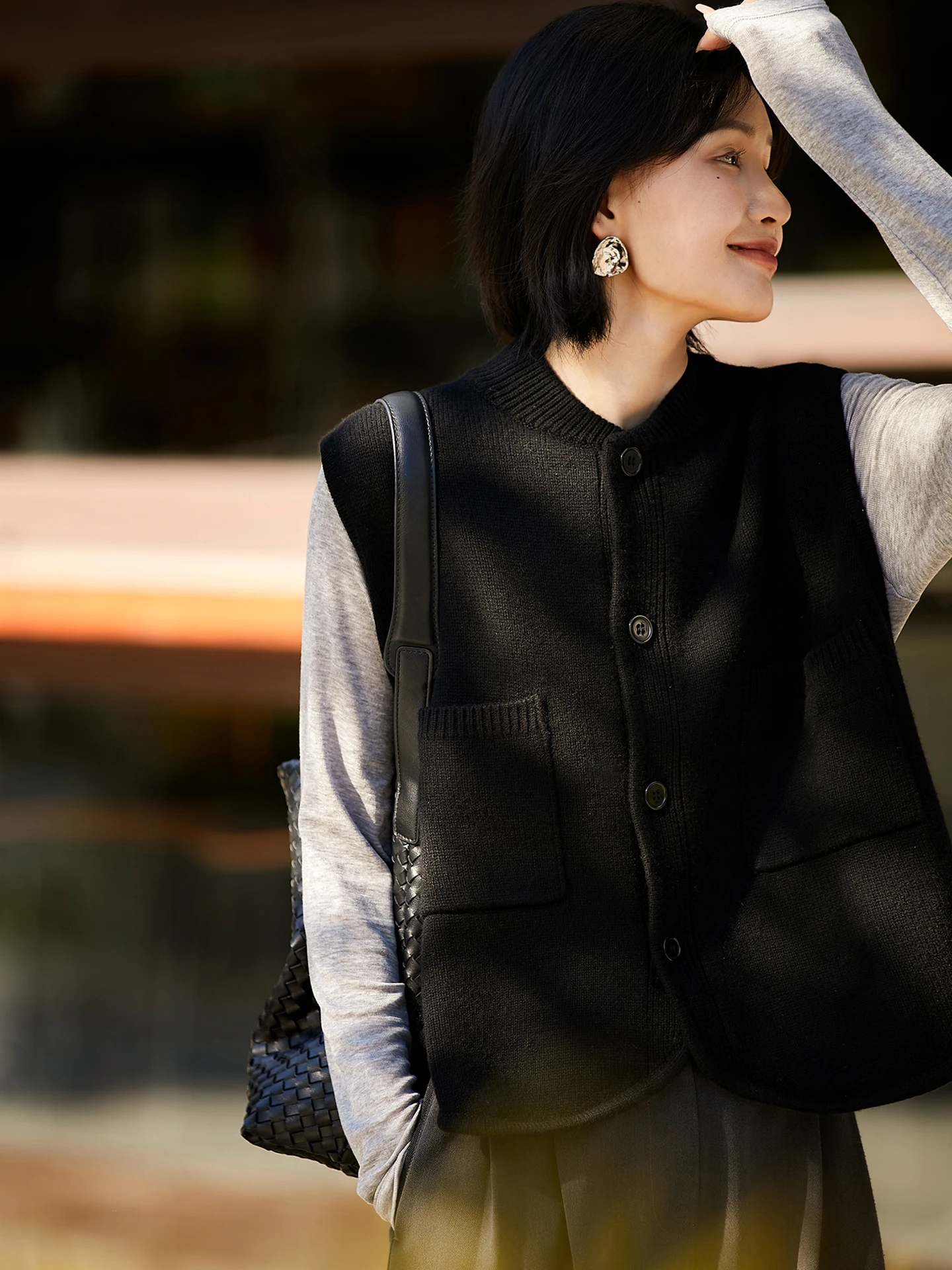 Повседневный круглый однотонный корейский вязаный открытый кардиган, жилет Svel, осенний роскошный легкий универсальный многослойный топ