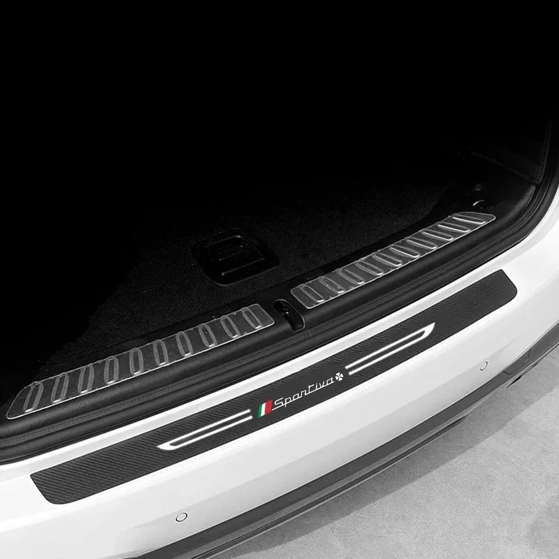 Emblema De Fibra De Carbono para Alfa Romeo Sportiva, Threshold Anti Scratch Adesivo, decalques para porta traseira do carro Sill Proteger Faixa Interior