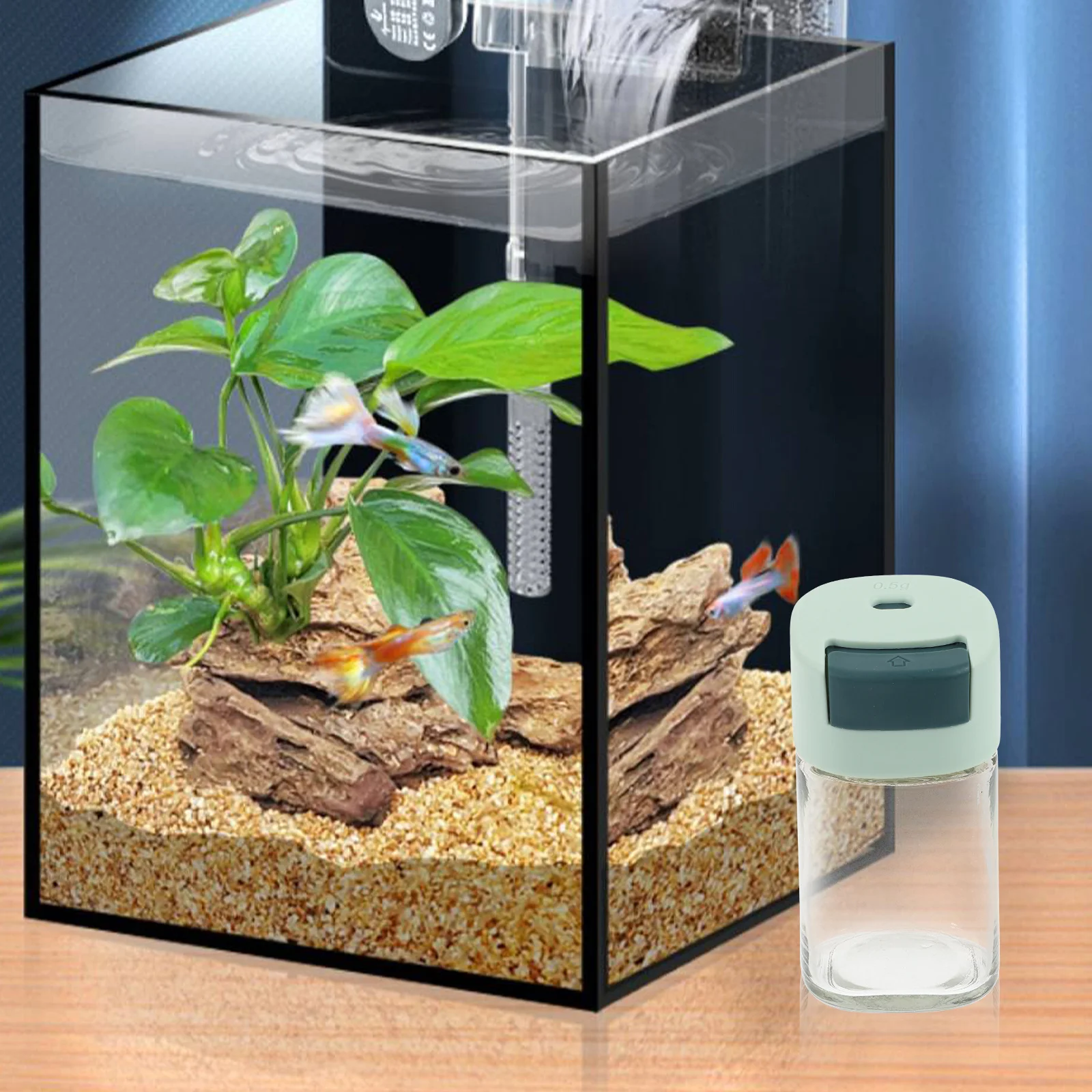 

Fish Feeding Food Bottle Transparent Manual Feeder Easy Dispense for Fish Tank Aquarium Feeding Tool Fresh Food Storage