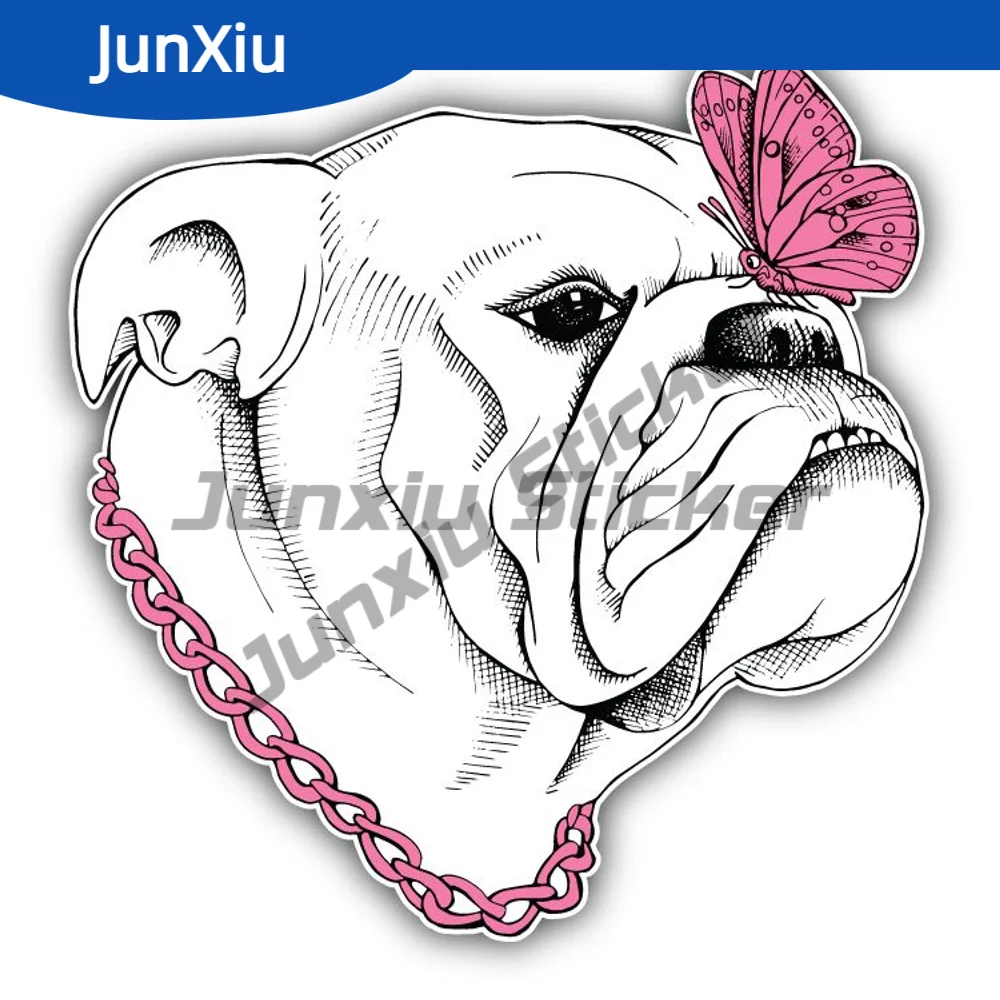 

Bulldog Dog Girl Car Sticker Waterproof Exterior Car Camper Accessories For Suv Bumper Bodywork Laptop Phone Guitar Yacht Decal