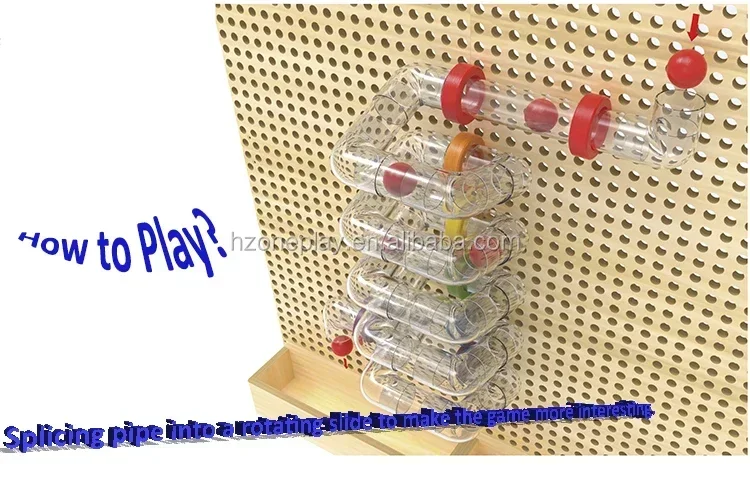 DIY Educational Learning Wall Game Interactive wall stem game with gear, clear tube and music play for Kids Play Corner