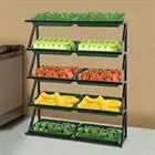 

Iron and Plastic Modern Rectangular Retail Display Rack, Market Shelf, Fruit Vegetable Snack Basket Set Shelf