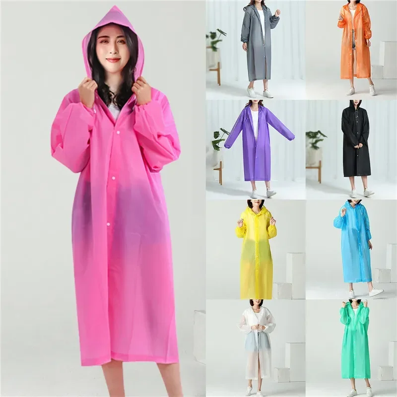 Extended Adult Raincoat Premium EVA Thickened Waterproof Raincoat Outdoor Reusable Transparent Fashion Raincoat