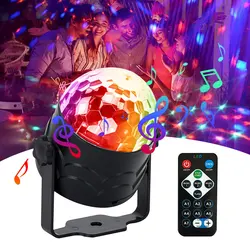 LED Stage Light Rotating DJ Disco Ball Strobe Lamp w/Remote Sound Effect LED Light Christmas Party Club Dance Laser Show Lights