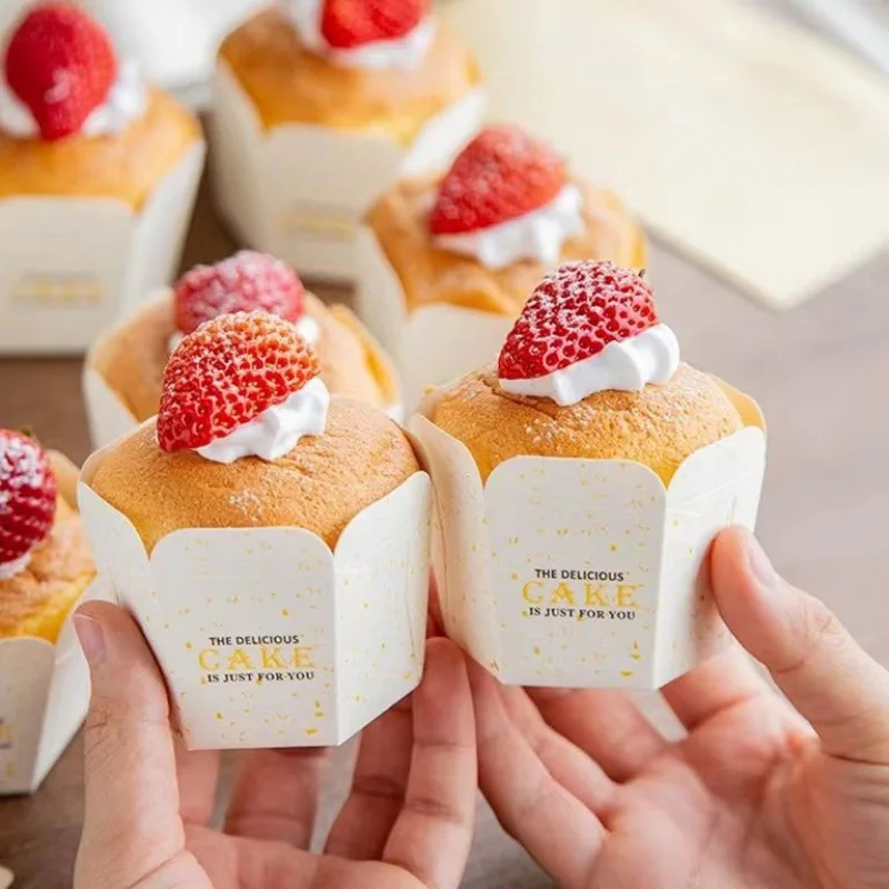 100 Stück sechseckige Cupcake-Papierbecher, Muffin-Kuchenbecher, Backverpackung, Cupcake-Becher, Papierbäckerei, Partyzubehör