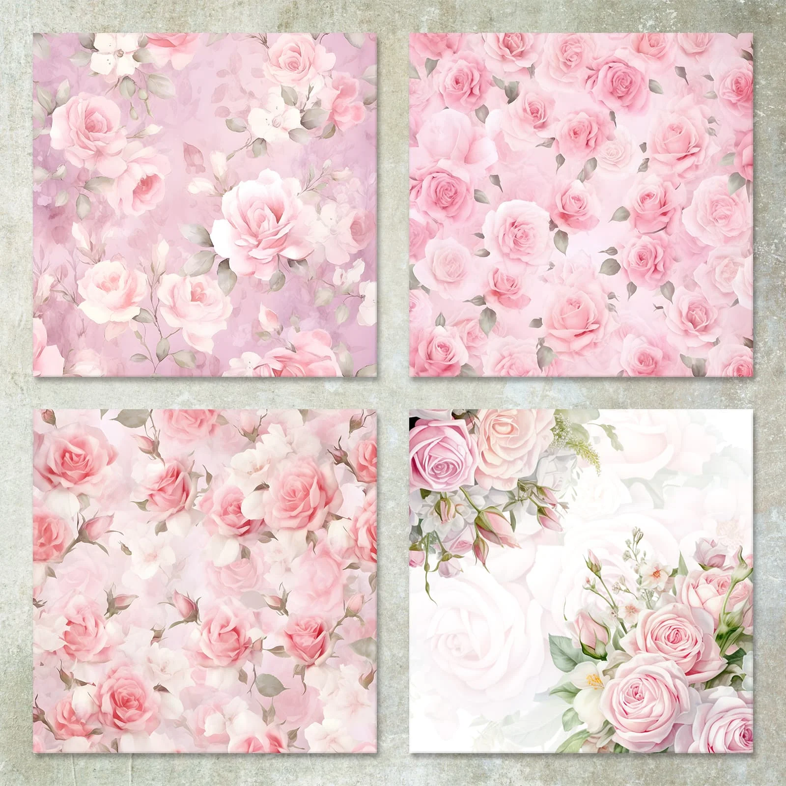 36 Sheets 6inch (Holiday Pink Peony Flowers) Clipping Thin Paper for Bullet Diary, Junk Magazine, Greeting Card Background
