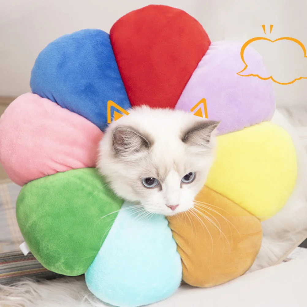 

Adjustable Cat Recovery Collar Anti Lick Bite Scratch Protection Healing Neck Cone for Wounds Post Surgery Flower Design Pet E