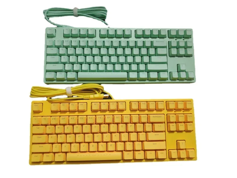 Colored Keyboard Yellow case RGB Cherry mx Red switch 87 mechanical keyboard wired IKBC C87