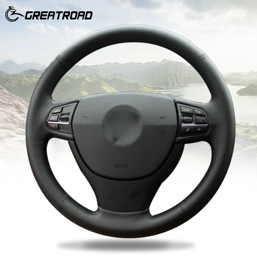 

GREATROAD ручной работы черные чехлы на руль из натуральной перфорированной кожи для BMW F10 F07 (GT) 2009-2017 F11 Auto
