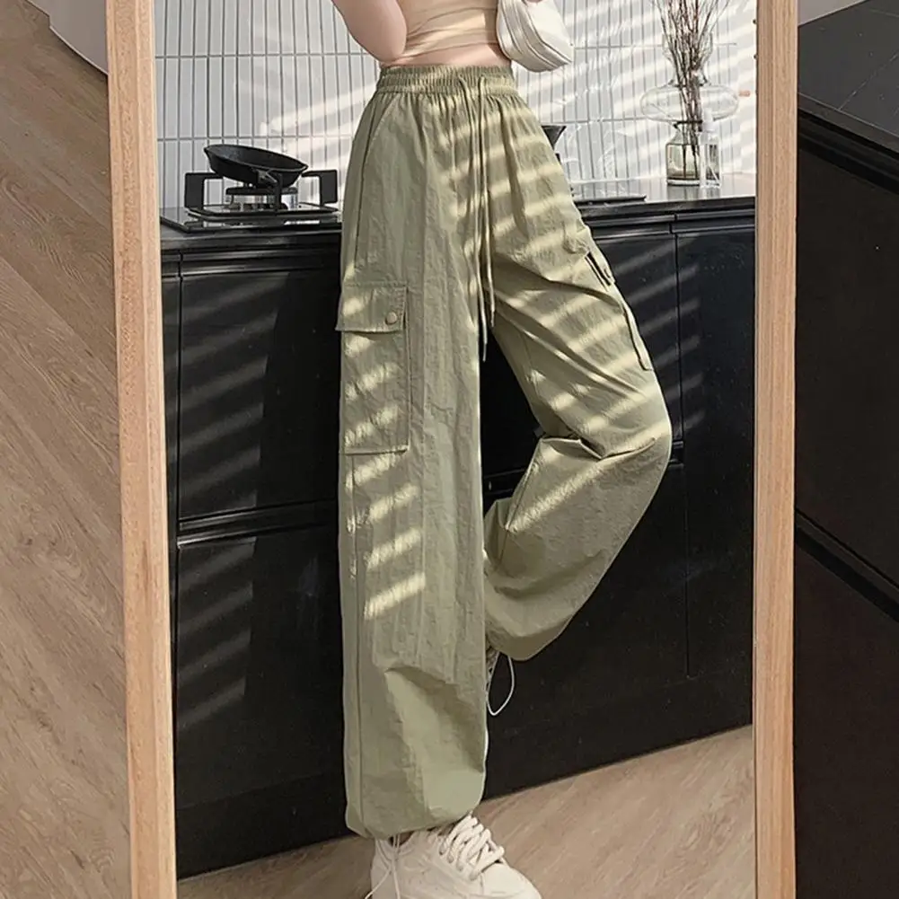 Women Multi-pocket Cargo Pants Flattering Leg Shape Pants Stylish Women's Cargo Pants with Multiple Pockets Elastic for Comfort