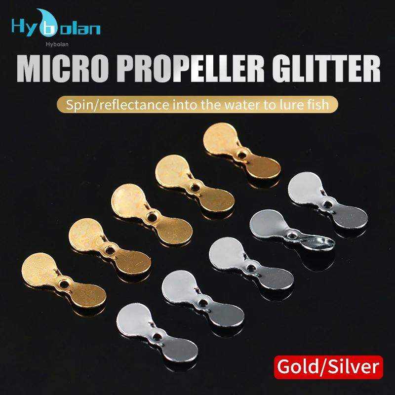 HYBOLAN 50pcs Fishing Lure sequins Metal spoon propeller JIG DIY Hard Bait Accessories Gold Silver Spinner Fishing Flies Hook