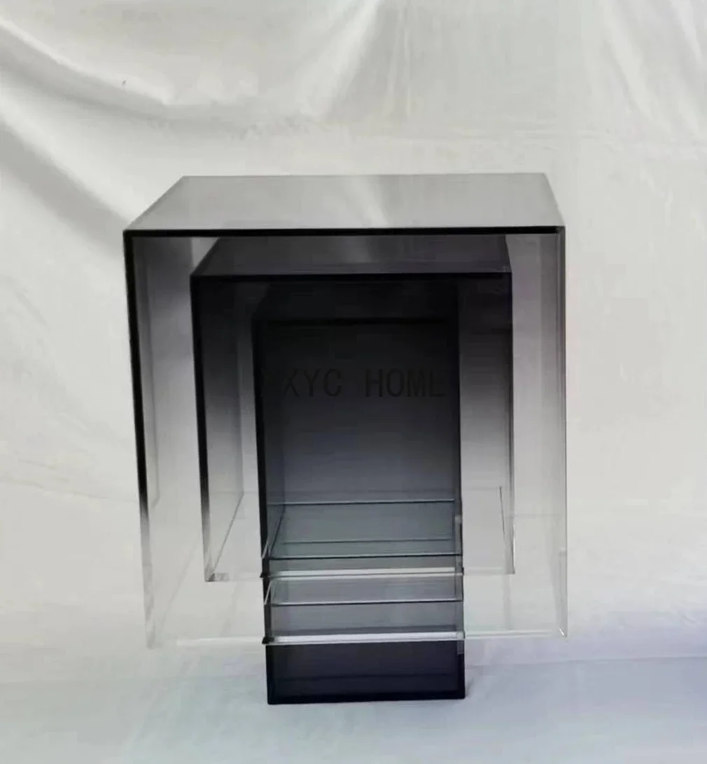 

Acryl Gradiënt Transparante Theetafel Gradiënt Blauwe Bijzettafel Ontwerper Hoek Tafel Transparante Zijde