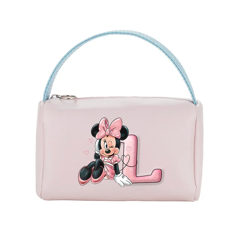 Mickey Mouse Minnie Cosmetic Pouch Disney Cartoon Women Storage Bag Kawaii Fashion PU Handbag Waterproof Cosmetics Organization