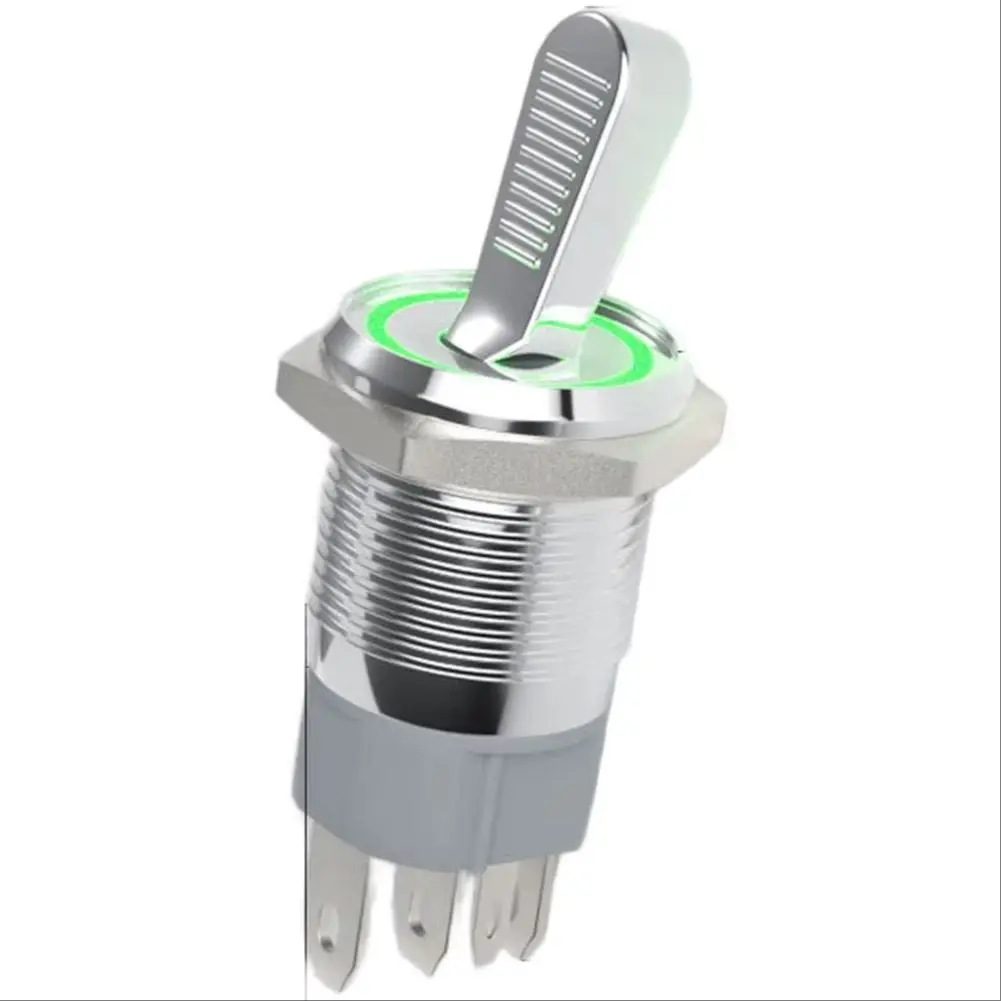 

Тумблер 16 мм Металлический тумблер 2 положения 10А Высокоточный кулисный рычаг с подсветкой 16 мм Металлический тумблер 10А