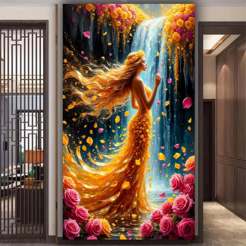 

Large Size Diy Diamond Painting Kits New Collection Beautiful Rose Flowers Girl Scenery Full Drill Mosaic Embroidery Pictures