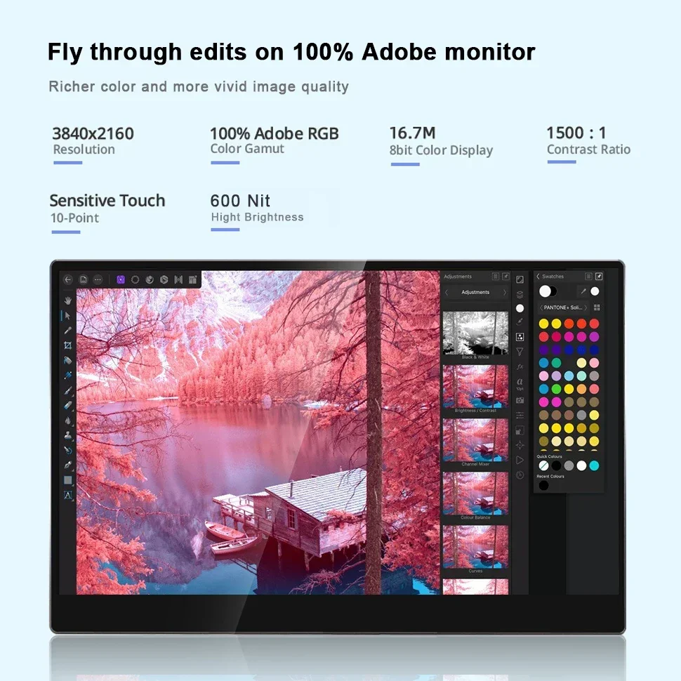 600 Brightness 100 Percent Color Gamut 15.6 Inch UHD 4K Portable Type-C Stand Case Touch Screen Laptop Lab Furniture