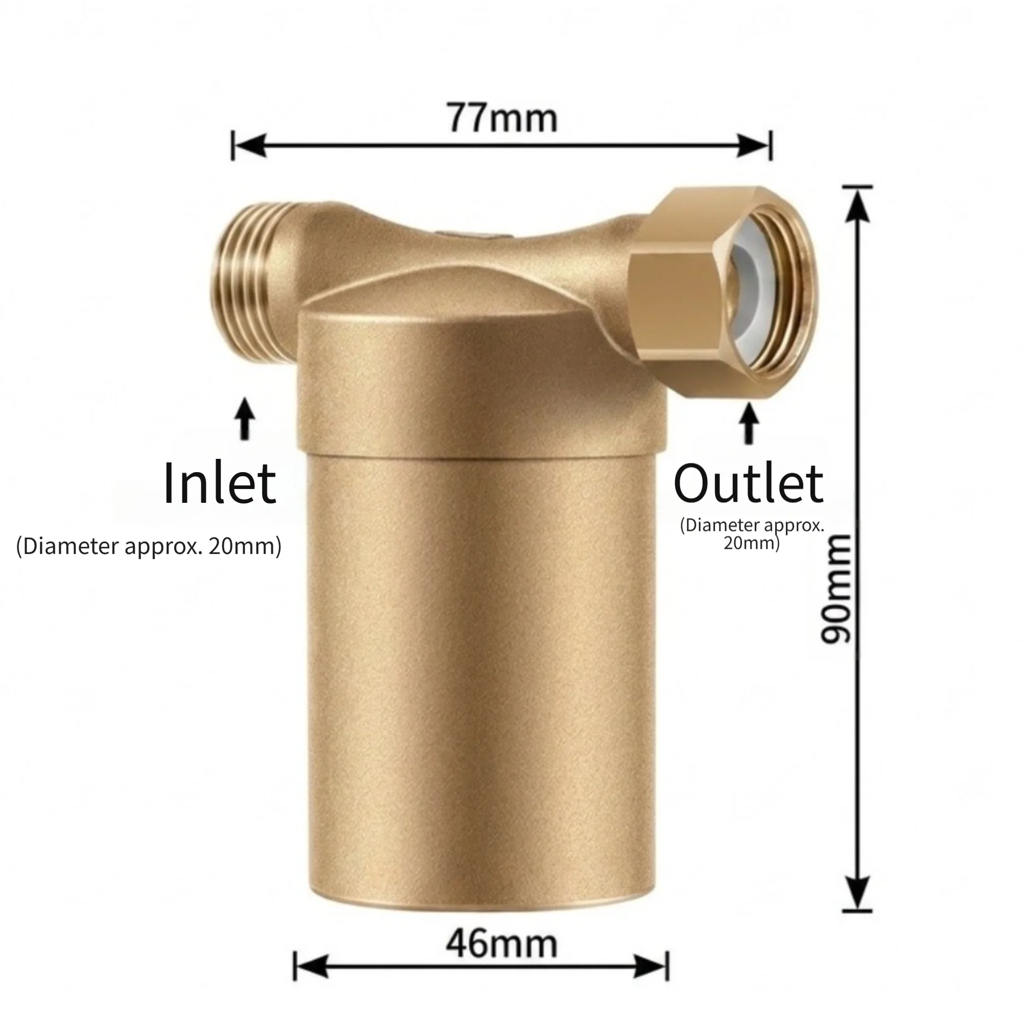 Gas Water Heater Compatible Copper Scale Inhibitor Filter 77x90x46mm High Flow Rate and Pressure Resistant Design